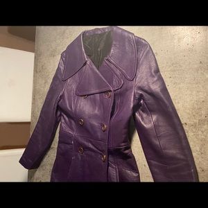 70’s Vintage Glam Rock Purple Leather Trenchcoat